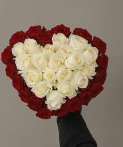 Букет сердце бело-красное